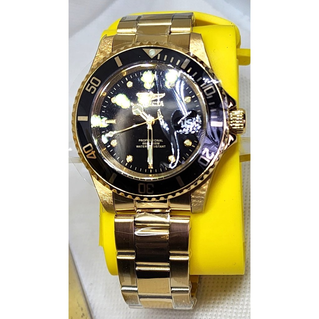 Invicta Pro Diver Men 40mm Stainless Steel Gold Black Dial Quartz Watch